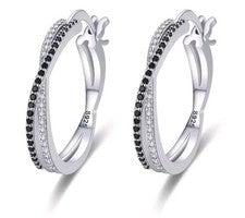 ✅Pendientes mujer criollos plata de ley 925 blanco y negro🖤Piedras pendientes