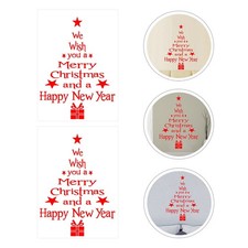 4 Piezas Pegatina de Pared con Forma de Árbol de Navidad PVC Rojo para Decoración del Hogar