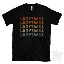 CAMISETA LADYSMILL ESTILO RETRO REPETIDO para hombre y mujer Reino Unido top name regalo