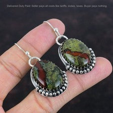 Pendientes colgantes de plata de ley 925 con piedras preciosas de dragón para hermanas joyas