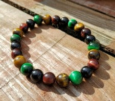 Pulsera de piedras preciosas de cristal Rasta piedra de ojo de tigre curativa terapéutica