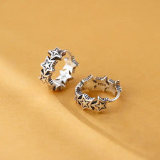 Damen Herren Ohrringe Creole Stern Sterlingsilber 925