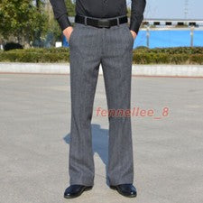 Pantalones de vestir acampanados con campana mezcla de lana estilo vintage para hombre pantalones corte bota a rayas