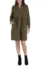 Vestido para mujer Nine West oliva con bolsillos laterales con costura suave de algodón talla S nuevo con etiquetas