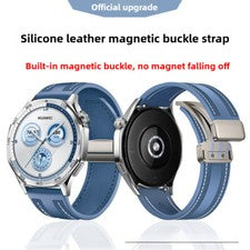 Correa de reloj de alta calidad correa de cuero genuino silicona hebilla magnética 22 mm