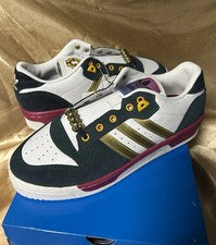 Talla 11 ADIDAS RIVALRY Bajo Originals, DEMON SLAYER Cuentas de Metal Blanco y Dorado