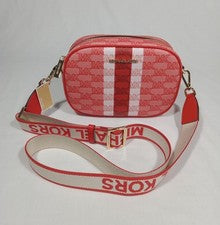 Bolso Bandolera/Cartera Michael Kors Jet Set Mediano para Cámara en Rojo y Blanco Nuevo con Etiquetas