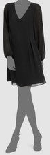 I.N.C. Vestido para mujer International Concepts negro con cuello en V lazo trasero talla: XS