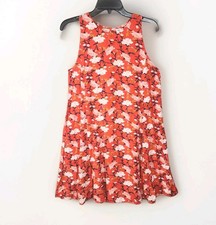 Antiguo Vestido Floral Azul Marino Ligero Mini Playa Vacaciones Mujer Talla Pequeña Nuevo