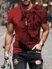 Camisetas Art Lion con estampado gráfico 3D moda manga corta ligeras y sedosas