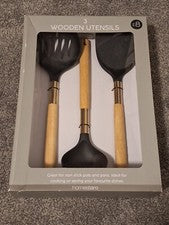 Juego de 3 utensilios de madera nuevo en caja cocina en casa
