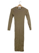 Vestido de punto mujer ZARA T. S punto acanalado midi manga larga beige
