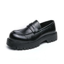 Zapatos mocasines antideslizantes transpirables para hombre con suela gruesa de cuero que aumentan la altura