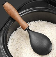 Cuchara de arroz 21,5 x 6,7 cm cabeza de acero inoxidable con mango de madera carbonizada