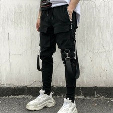 Techwear Hombres Bolsillos Grandes Pantalones Informales Moda Hip Hop Punk Harén Jogger AU