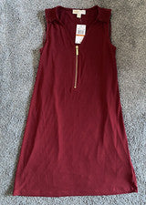 Nuevo con etiquetas Nuevo Vestido Michael Kors Para Mujer Rojo Granate Talla Pequeña Sin Mangas