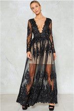 Nuevo vestido Nasty Gal con encaje sexy elegante escote bajo 10 36 38 S M maxi