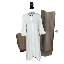 Nuevo vestido blanco elástico para mujer boutique talla M dobladillo acento manga 3/4 llave H