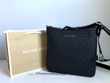 NUEVO CON ETIQUETAS MICHAEL KORS Jet Set Viaje Pequeño Firma Logo Bolso Mensajero en Negro $348