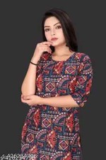 Kurti de crepé estampado para mujer || Kurti de diseñador para mujer || Multicolor