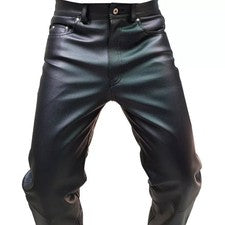 Pantalones de motociclista estilo hombre cuero real elegantes y sexy pantalones de mezclilla para motocicleta