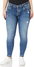 "Vaqueros de mujer Mavi Adriana Mid-Rise, Super Skinny Mid distressed glam azul, W32 L32"