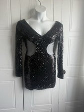 Nuevo con etiquetas Vestido de lentejuelas negro Fashion Nova para mujer, talla: XS