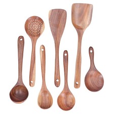Juego de cuchara espátula de madera utensilios de cocina antiadherente mezcladora espátula olla Spo NUEVO