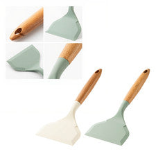 Pala Silicona 27 cm para Cocinar con Mango de Madera Compatible con Sartenes