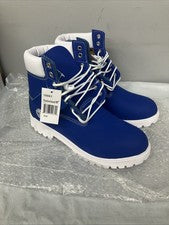 Nuevas botas impermeables Timberland de cuero azul/blanco sin caja para hombre - talla 9,5 M de EE. UU.