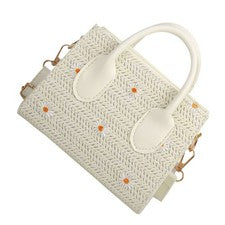 Bolso Bandolera de Paja Tejido Bolso de Mano Margarita Eslinga Pequeños Bolsos de Hombro para Mujer