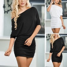Vestido escote sin hombros para slim fit monocromático oversize plisado bodycon