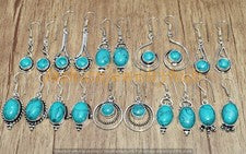 Pendientes de piedras preciosas turquesa al por mayor lote de 5 piezas joyas enchapadas en plata 925