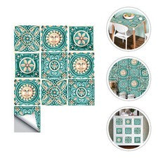 10 Piezas Pegatinas Duraderas de Azulejos de PVC para Decoración de Pared del Hogar Verde Impermeable
