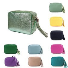 Bolso Bandolera Boutique Cuero Real Mujer Pequeño Liso con Borla Reino Unido