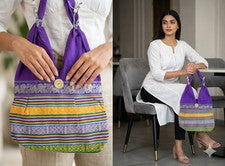 Bolso de mujer indio multicolor algodón bolso de hombro casual bolso de...