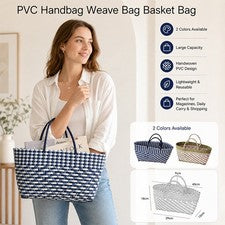 Lindo Bolso de Mano de PVC Bolso Tejido Gran Capacidad Bohemio Playa Bolso de Mano Estilo Vacaciones