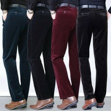 Hombres Moda Grueso Pana Cordón Pantalones Pierna Recta Formal Pantalones Clásicos Inteligentes