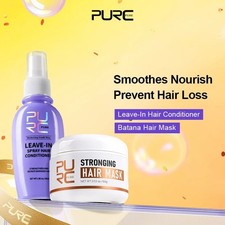 Spray acondicionador capilar sin enjuague PURC + juegos de mascarilla capilar Batana reparación suavizante