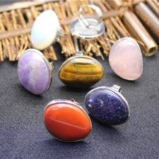 Anillo de piedras preciosas naturales cristal cuarzo anillo abierto ajustable joyería de curación Reiki