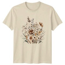 Camiseta Boho Rústica Floral Mujer Primavera Flores Regalo Para Ella