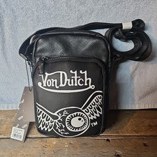 Bolso Bandolera Mensajero Von Dutch Ojo Volador Negro Y2K Nuevo con Etiquetas