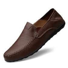 Mocasines de cuero genuino zapatos para hombre informales cómodos zapatos sin cordones para conducir