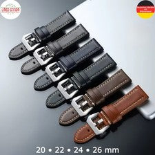 Correa de reloj de cuero auténtico 20 22 24 26 mm costura decorativa correa de repuesto universal reloj