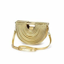 bolso media luna de moda moonbag dorado para compras, fiesta, mujer