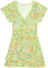 Mini vestido con volantes florales estampado para mujer - grande - amarillo tropical