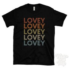 CAMISETA ESTILO RETRO REPETIDA LOVEY para hombre y mujer novedad genial nombre regalo