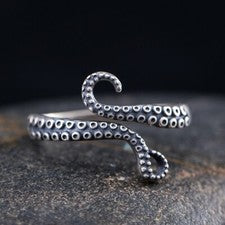 Anillo ajustable pulpo vintage de plata de ley 925 para mujer niña joyería regalo