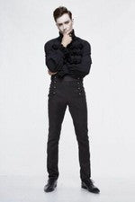 Pantalones de jacquard de doble botonadura negros góticos de talle alto de moda Devil para hombre