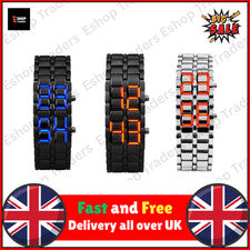 Moda Hombre Digital Lava Reloj Pulsera Hombre Negro Completo Metal Rojo Azul Pantalla LED